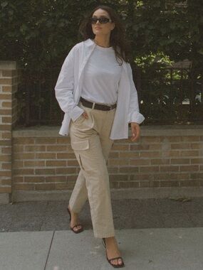 Aritzia Babaton Women’s Titan Linen Cargo Pants Humus Beige